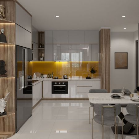 Tủ Bếp L phủ Acrylic 003