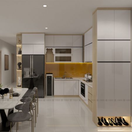 Tủ Bếp L phủ Melamin 005