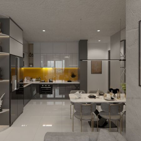 Tủ Bếp L phủ Acrylic 004