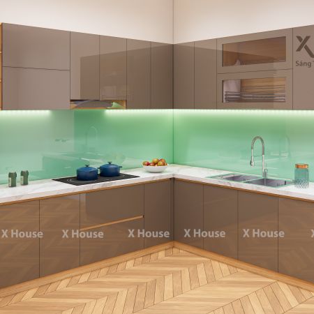 Tủ Bếp L phủ Acrylic 010