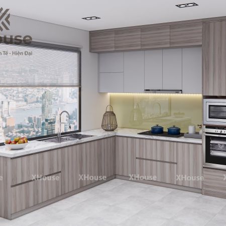 Tủ Bếp L phủ Melamin 011