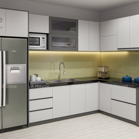 Tủ Bếp L phủ Melamin 014