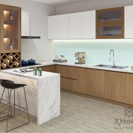 Tủ Bếp U phủ Melamin 016