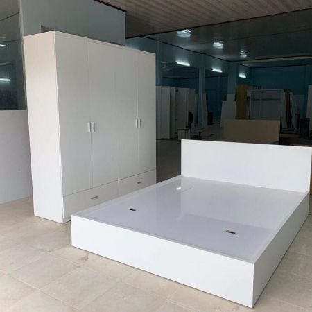 Giường tủ màu trắng gỗ mdf