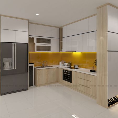 Tủ Bếp L phủ Melamin 001