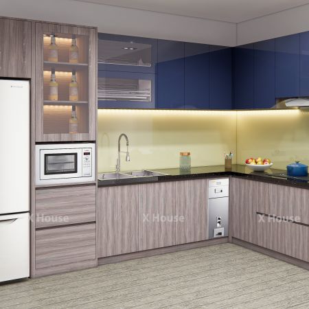 Tủ Bếp L phủ Melamin 019